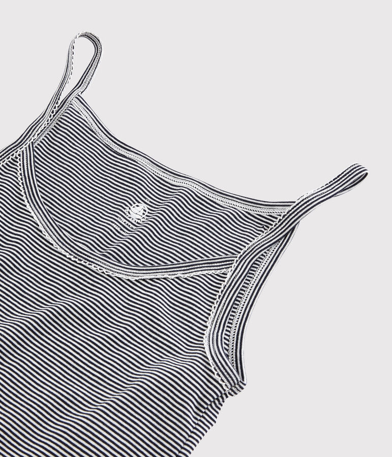 Robe &agrave; bretelles iconique en coton Femme bleu/blanc