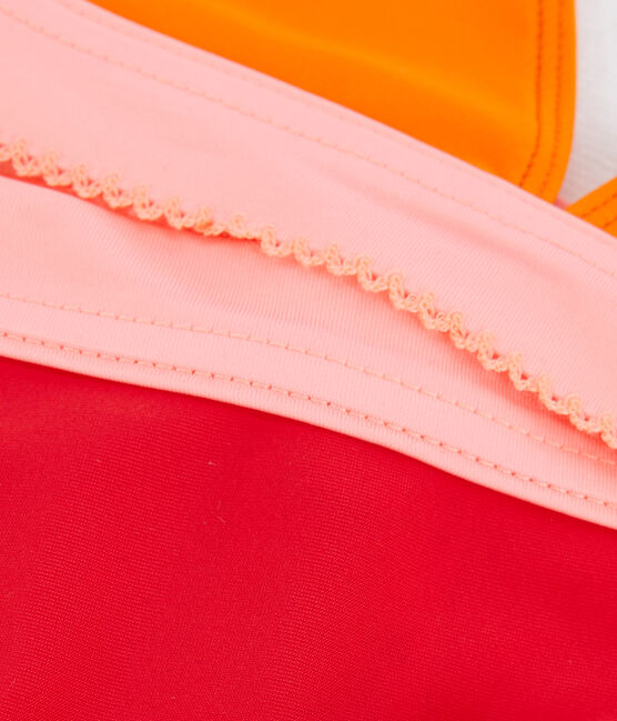 Maillot de bain 2 pièces écoresponsable enfant fille orange TIGER/blanc MULTICO