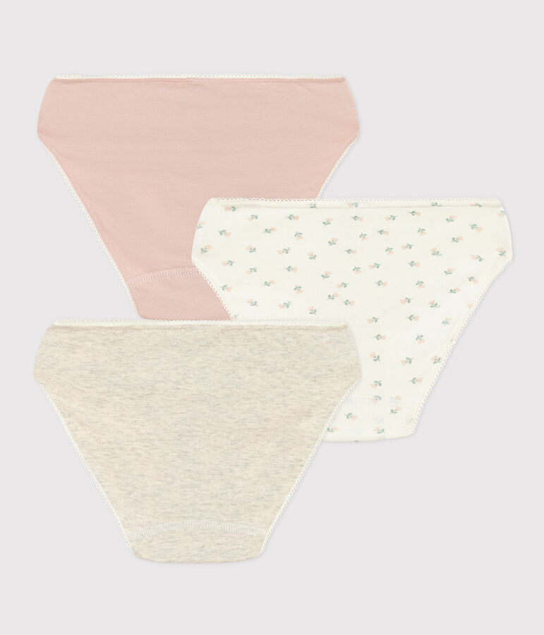 Lot de 3 culottes fleurs en coton et &eacute;lasthanne petite fille variante 1