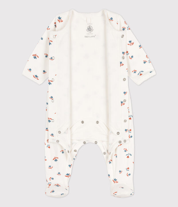Bodyjama fleur b&eacute;b&eacute; en tubique blanc/multicouleur