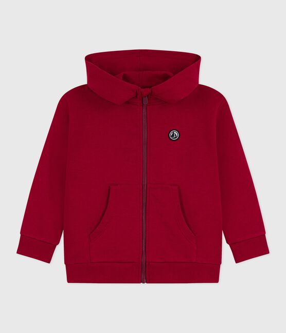 Sweatshirt zippé enfant en coton uni AMARANTE