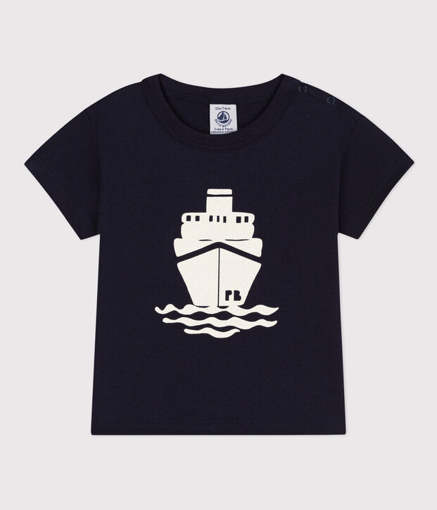 Tee-shirt manches courtes b&eacute;b&eacute; en jersey avec motif bleu marine