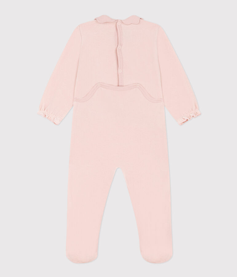 Pyjama b&eacute;b&eacute; uni rose en velours rose SALINE