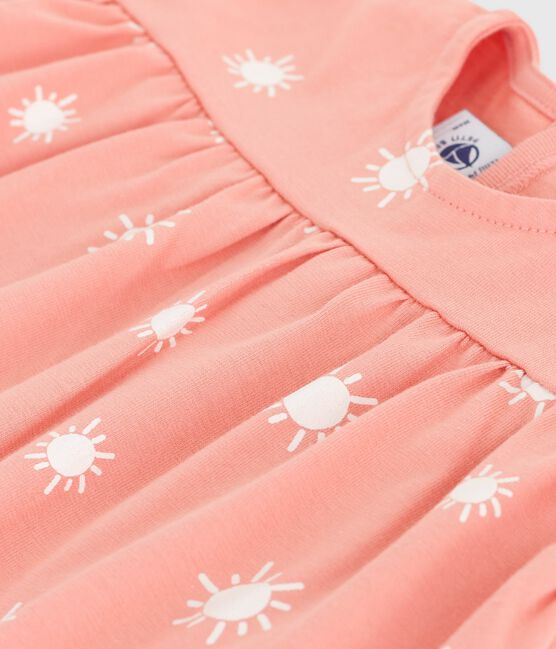 Blouse bébé en coton manches courtes, imprimé soleils orange ABRICOT/ MARSHMALLOW