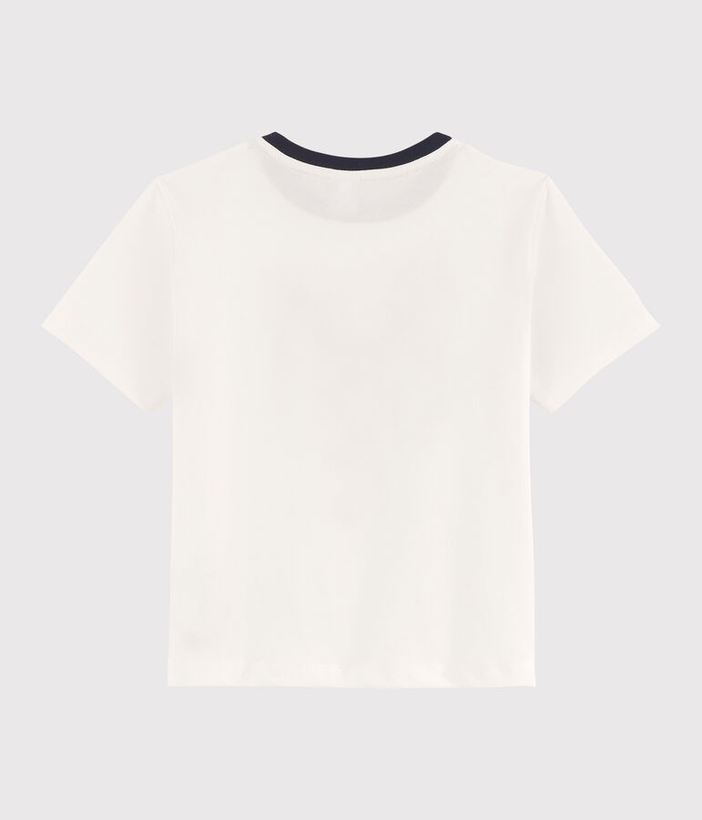 Tee shirt s&eacute;rigraphi&eacute; enfant gar&ccedil;on blanc MARSHMALLOW