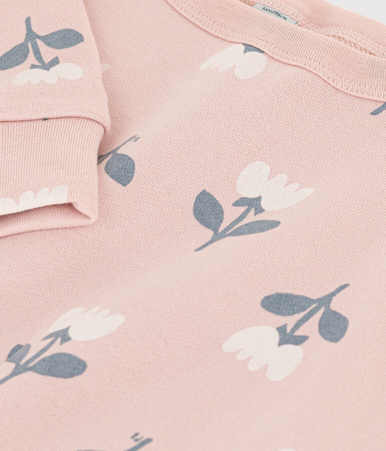 Sweatshirt en molleton enfant fille rose SALINE/blanc MULTICO