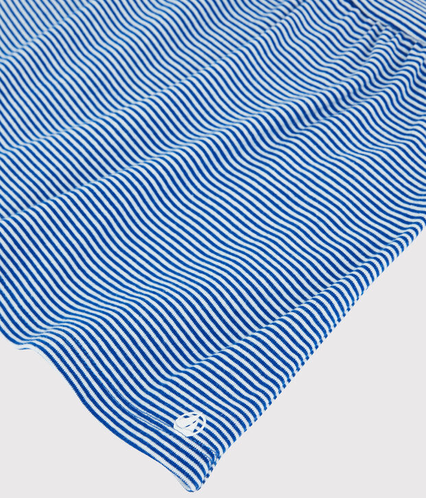 Robe ray&eacute;e sans manches en c&ocirc;te b&eacute;b&eacute; fille bleu/blanc