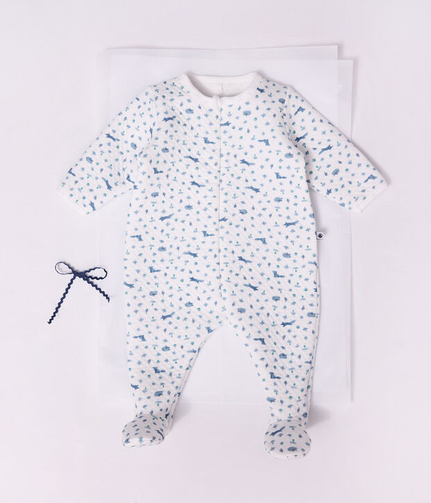 Pyjama b&eacute;b&eacute; en tubique imprim&eacute; renard blanc/multicouleur