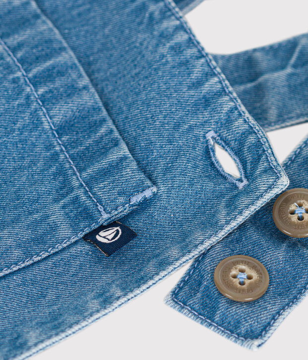 Salopette courte en denim l&eacute;ger b&eacute;b&eacute; bleu
