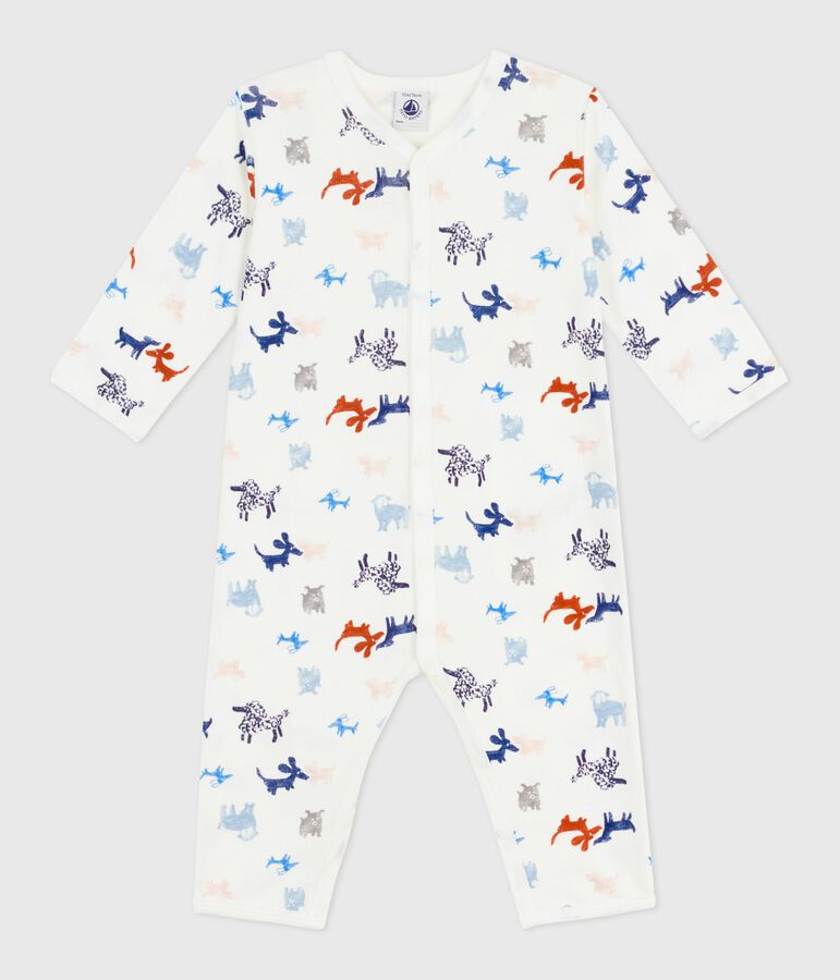 Pyjama b&eacute;b&eacute; en coton sans pieds imprim&eacute; chien blanc MARSHMALLOW/blanc MULTICO