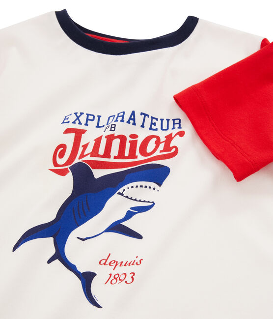 Tee-shirt enfant garcon blanc MARSHMALLOW/rouge PEPS