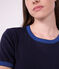Tee-shirt femme en coton manches courtes uni bleu marine