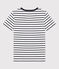 Tee-shirt L'ICONIQUE col V en coton Femme blanc MARSHMALLOW/bleu SMOKING