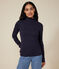 Tee-shirt l'Iconique Col roulé en côte 2x2 femme bleu SMOKING