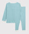 Pyjama rayé petit garçon en coton et Lyocell bleu MIROIR/blanc MARSHMALLOW
