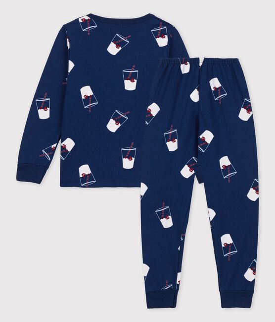 Pyjama enfant en coton biologique Tajinebanane x Petit Bateau bleu MEDIEVAL/blanc MULTICO