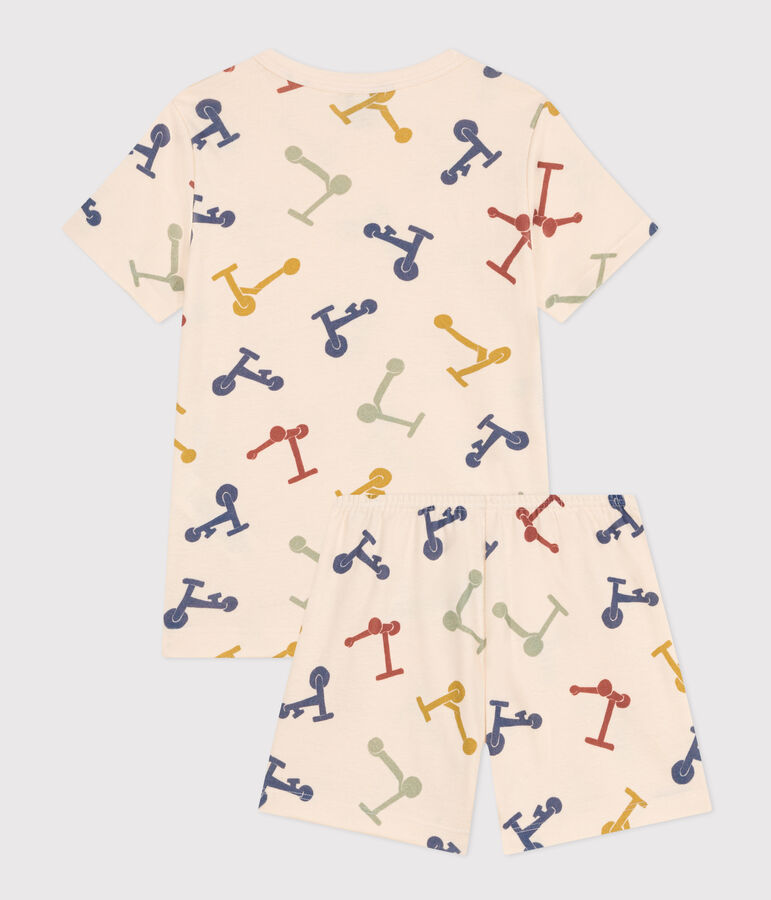 Pyjama short imprim&eacute; trottinettes en coton enfant blanc AVALANCHE/ MULTICO