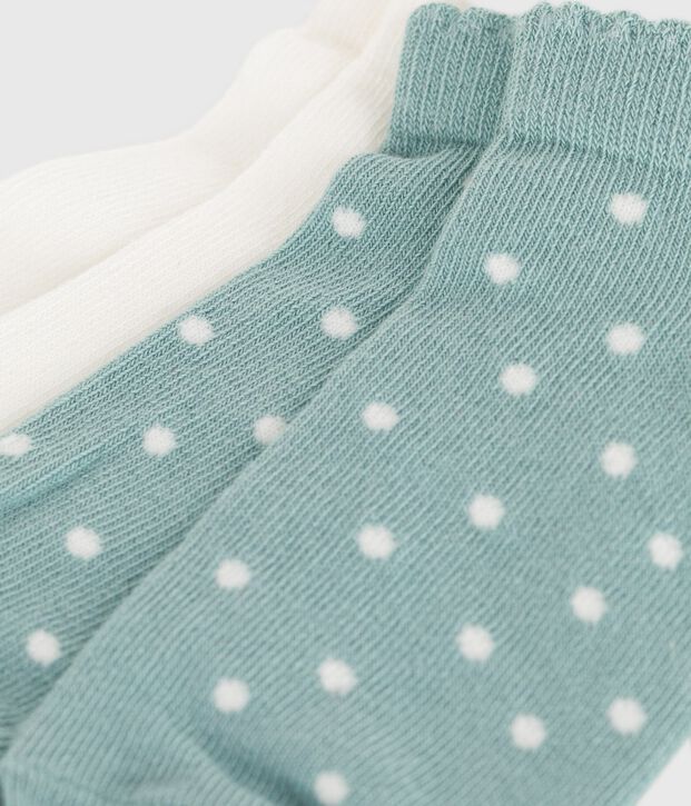 2 paires de chaussettes enfant fille en coton &agrave; pois multicouleur