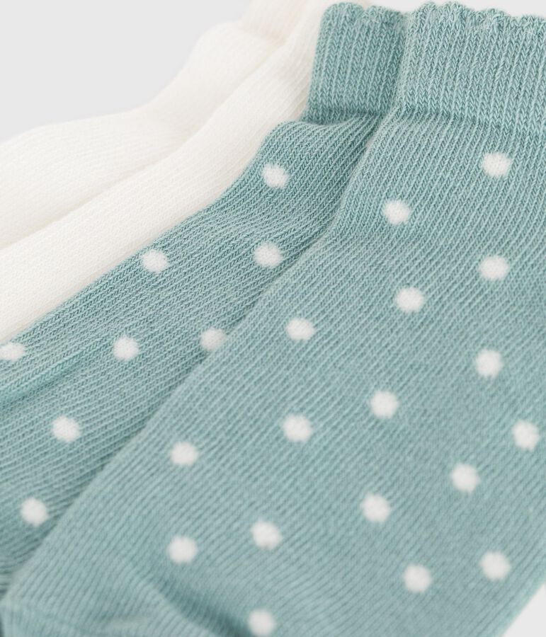 2 paires de chaussettes enfant fille en coton &agrave; pois variante 1