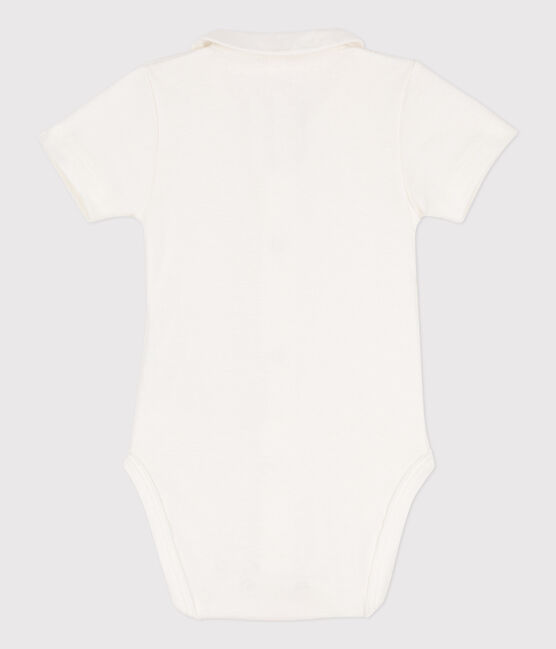 Body manches courtes à col en coton bébé blanc MARSHMALLOW