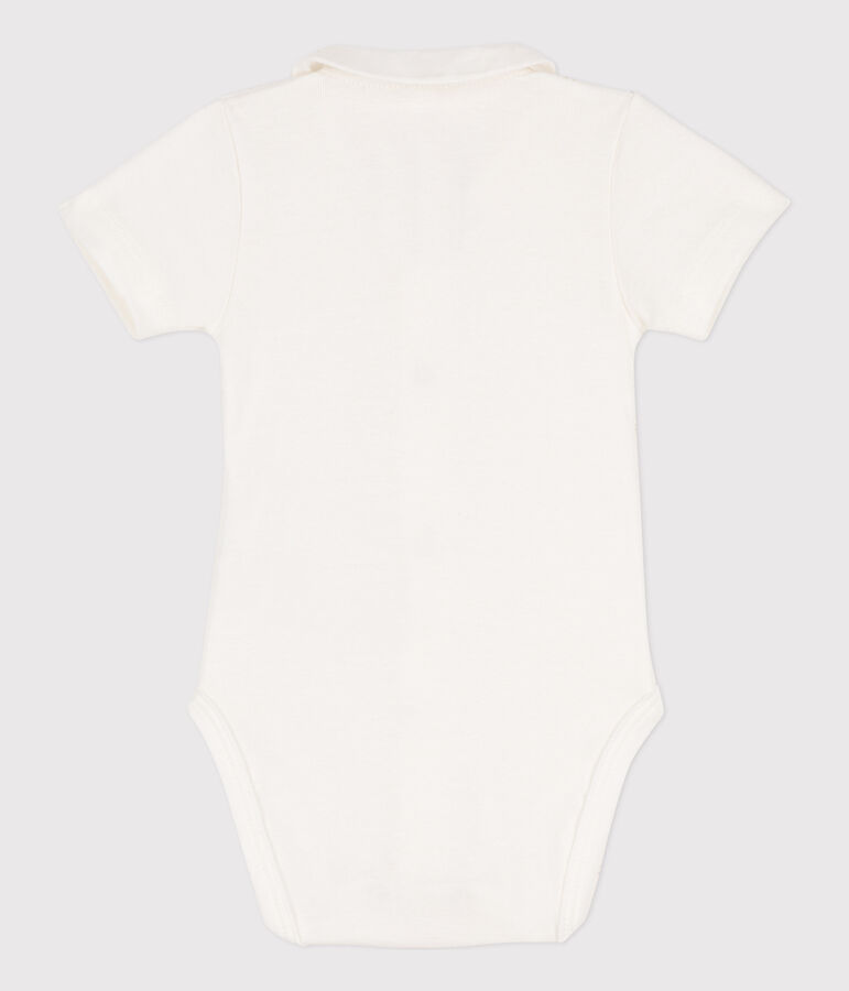 Body manches courtes &agrave; col en coton b&eacute;b&eacute; blanc MARSHMALLOW