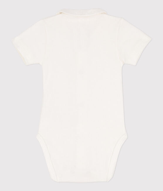 Body manches courtes à col en coton bébé blanc MARSHMALLOW