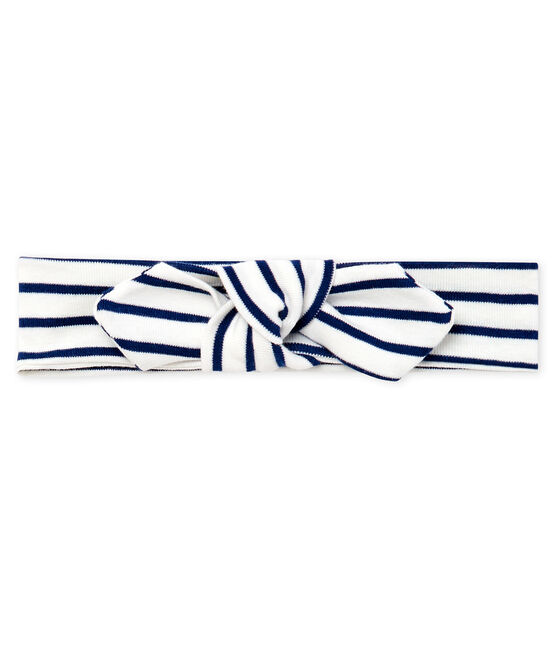 Bandeau bébé fille rayé blanc MARSHMALLOW/bleu SMOKING