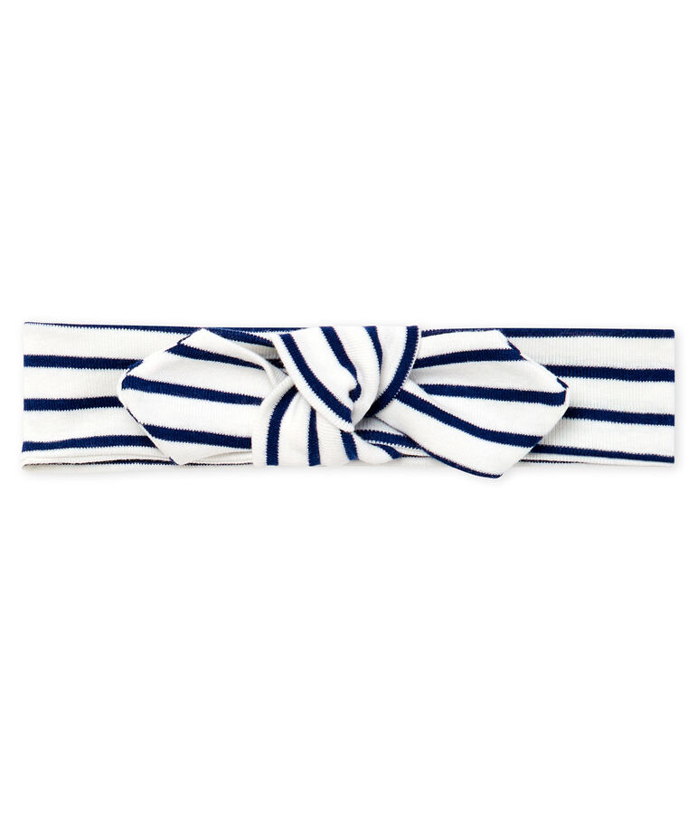 Bandeau b&eacute;b&eacute; fille ray&eacute; blanc/bleu
