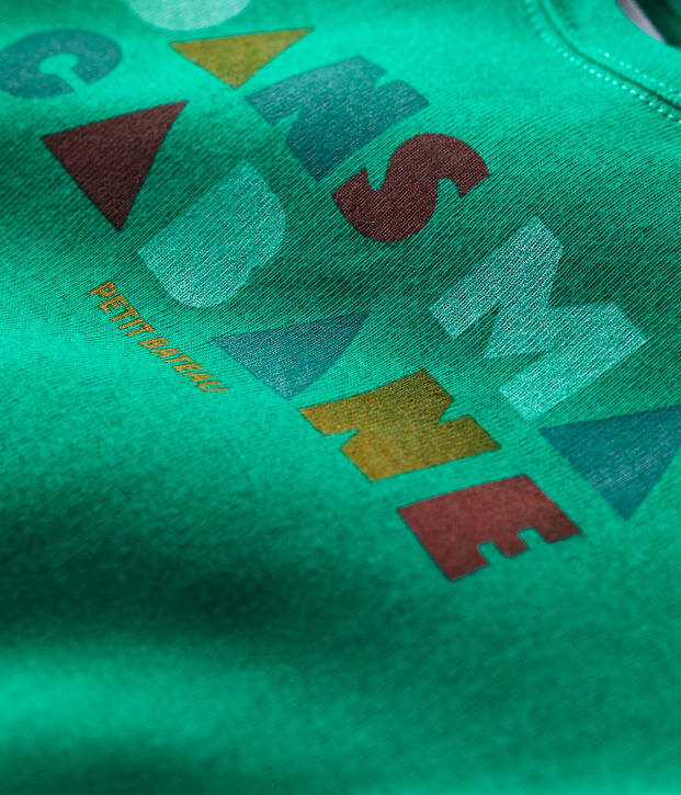 Tee-shirt manches courtes avec motif en coton b&eacute;b&eacute; vert
