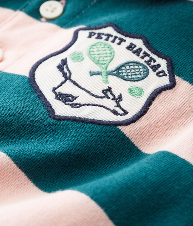 Combicourt polo b&eacute;b&eacute; gar&ccedil;on ray&eacute; vert/rose