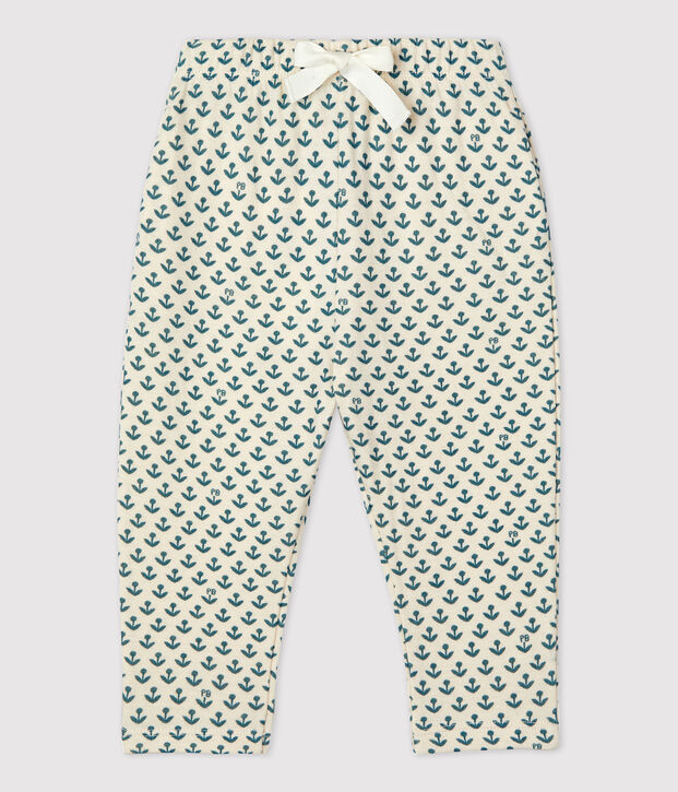 Pantalon en tubique b&eacute;b&eacute; &eacute;cru/vert