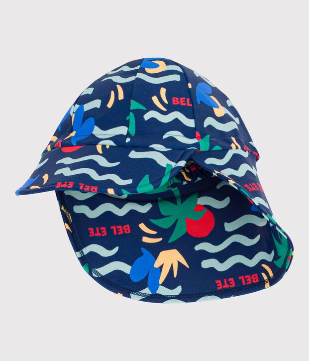 Casquette Anti-UV  b&eacute;b&eacute; imprim&eacute; vague bleu/multicouleur