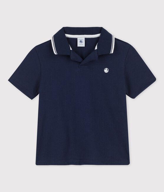 Polo manches courtes en jersey enfant garçon bleu SMOKING