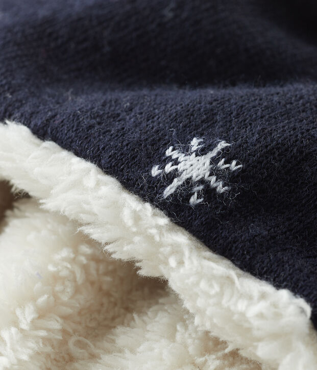 Bonnet p&eacute;ruvien b&eacute;b&eacute; gar&ccedil;on doubl&eacute; de sherpa bleu marine