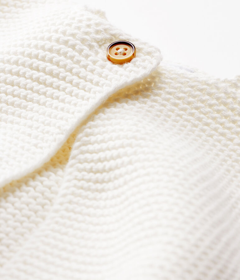 Cardigan b&eacute;b&eacute; en tricot 100% coton blanc MARSHMALLOW