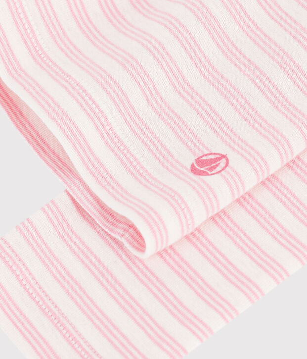 Sous-pull enfant en coton &agrave; rayures rose/rose