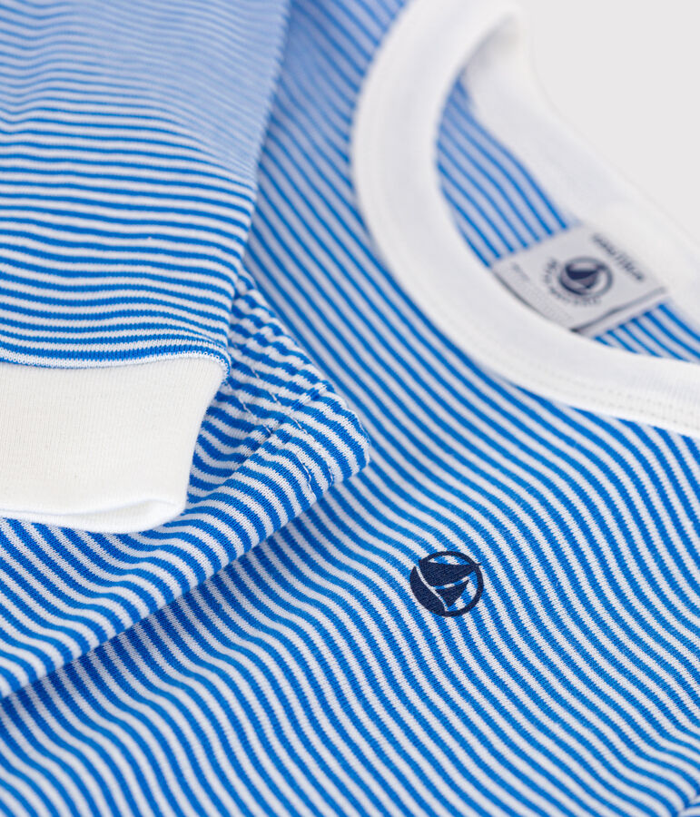 Pyjama ajust&eacute; en coton ray&eacute; enfant DELPHINIUM/ MARSHMALLOW