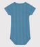 Body manches courtes col tunisien en coton bébé bleu LAVIS