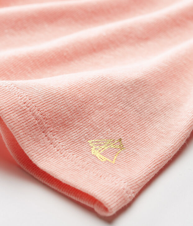 Blouse manches courtes b&eacute;b&eacute; fille en coton/lin rose