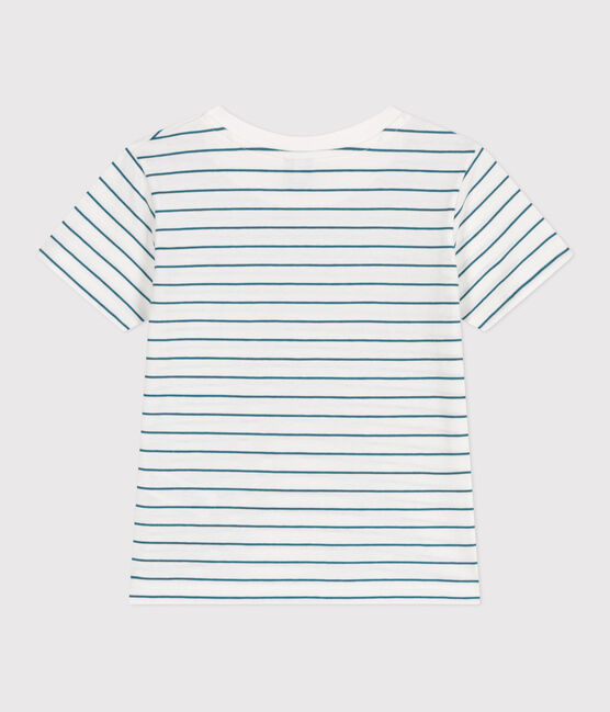 Teeshirt enfant en coton manches courtes à rayures vert MARSHMALLOW/ DRAGONFLY