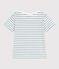 Teeshirt enfant en coton manches courtes à rayures vert MARSHMALLOW/ DRAGONFLY
