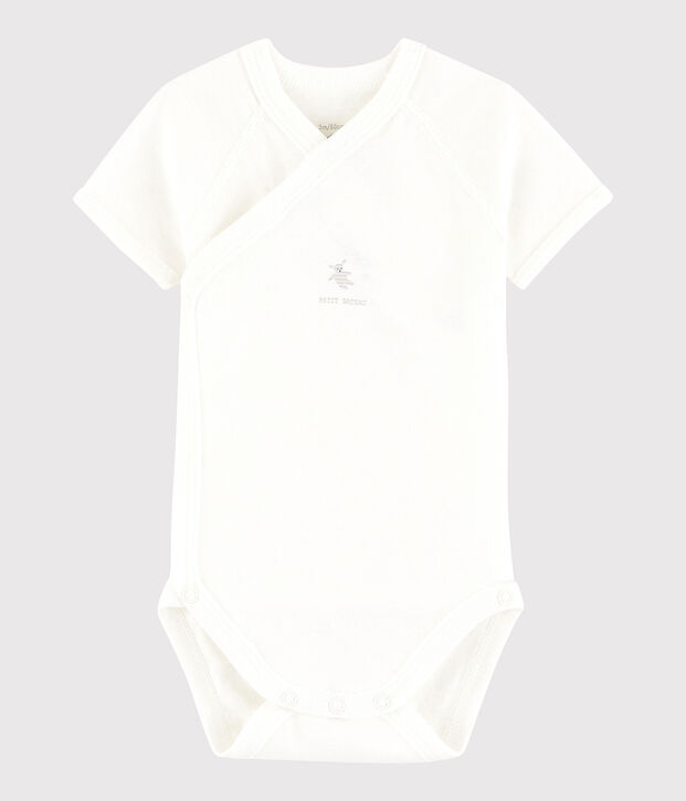 Body crois&eacute; manches courtes b&eacute;b&eacute; fille-gar&ccedil;on blanc