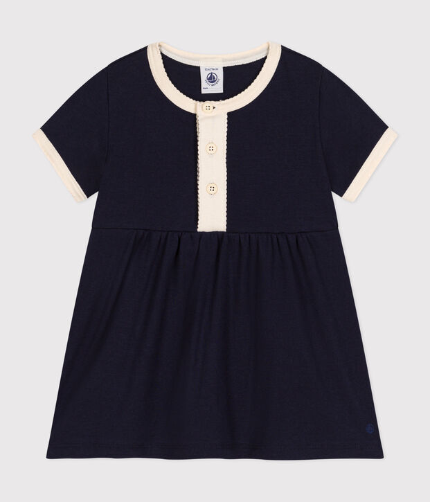 Robe manches courtes en coton b&eacute;b&eacute; bleu