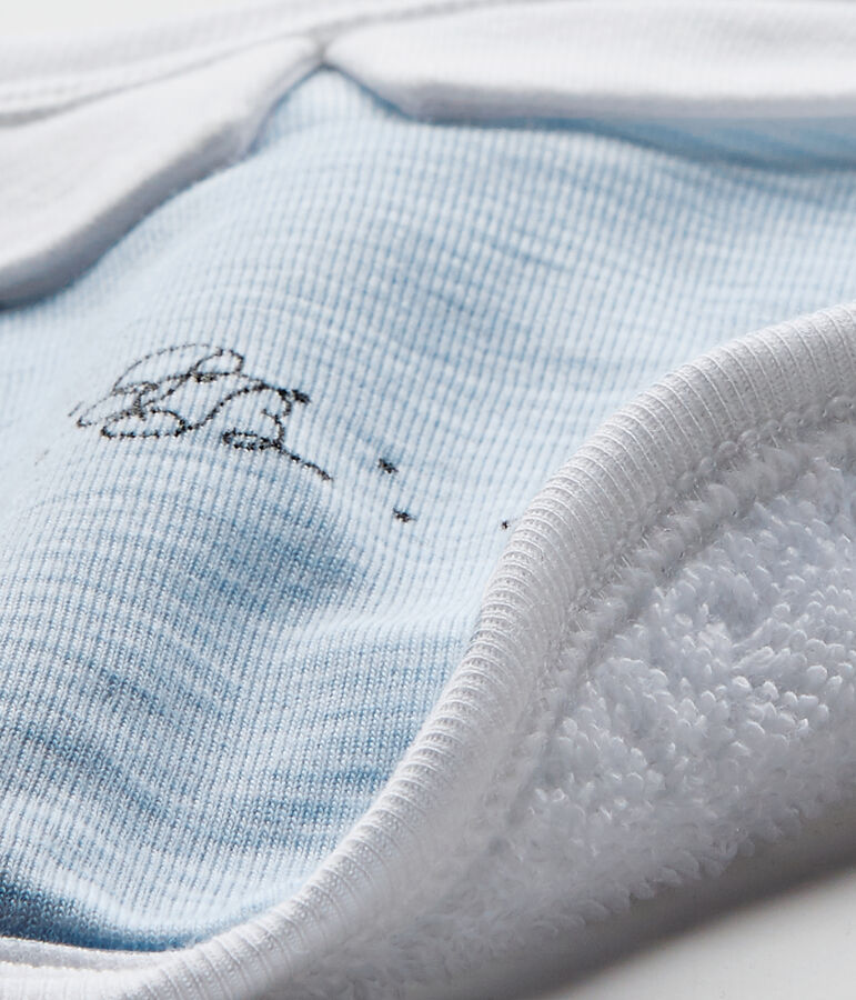Bavoir b&eacute;b&eacute; gar&ccedil;on doubl&eacute; bleu FRAICHEUR/blanc ECUME