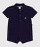 Combinaison courte col polo b&eacute;b&eacute; en coton unie bleu
