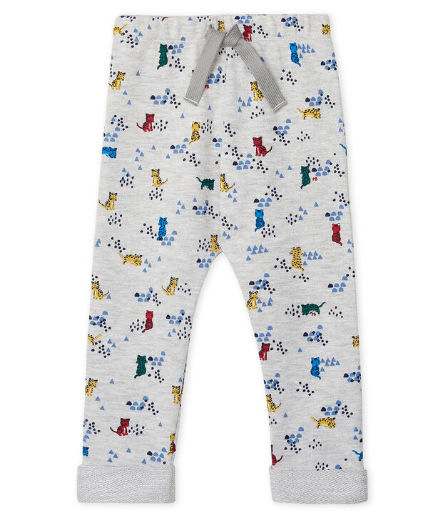 Pantalon b&eacute;b&eacute; gar&ccedil;on en molleton imprim&eacute; gris/multicouleur