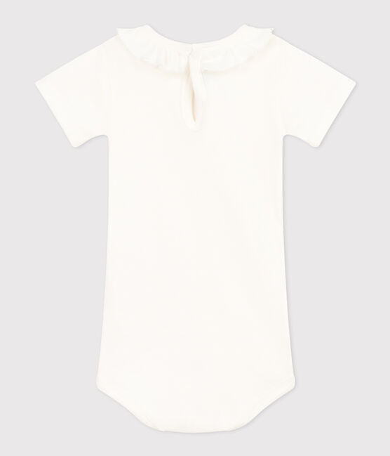 Body manches courtes bébé à collerette en coton blanc MARSHMALLOW