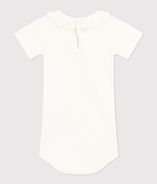 Body manches courtes b&eacute;b&eacute; &agrave; collerette en coton blanc