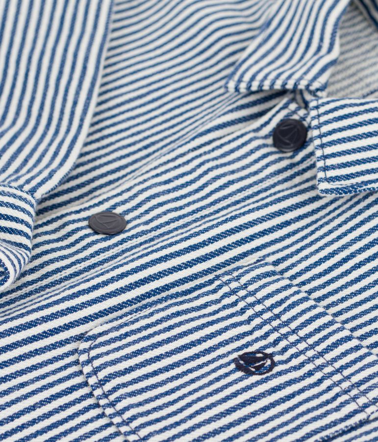 Veste enfant en coton &agrave; rayures bleu/blanc