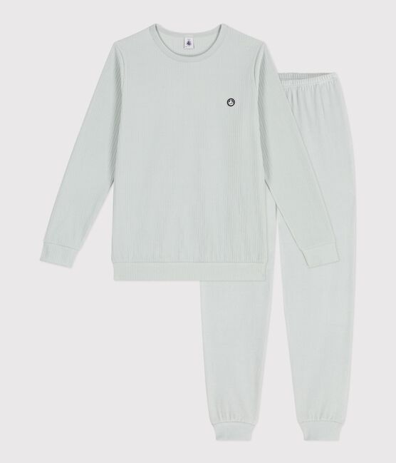 Pyjama enfant en velours côtelé uni bleu CO2